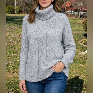 -Lauren Ralph Lauren Black Label Heather Gray Turtleneck Sweater Women’s Medium